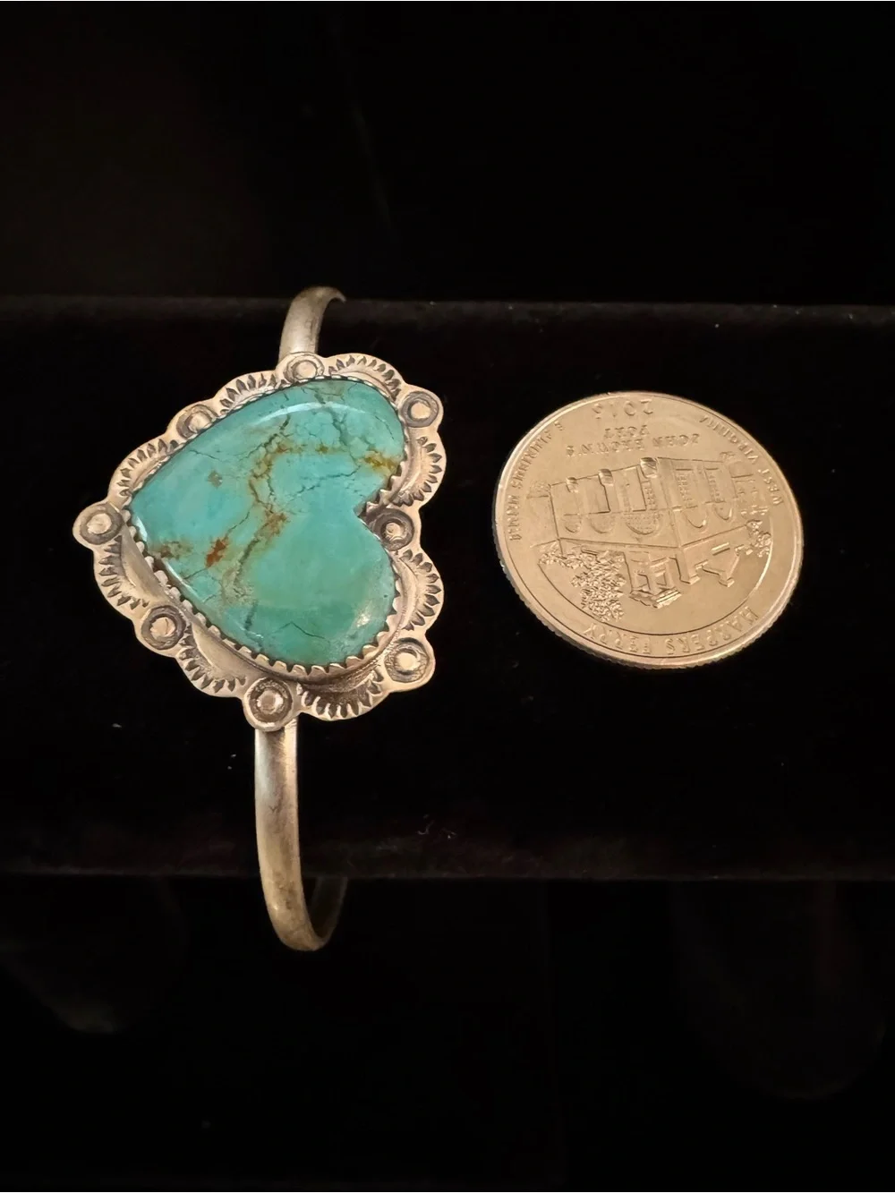 Kingman Turquoise Heart sterling Silver Cuff Bracelet - Women's Jewelry